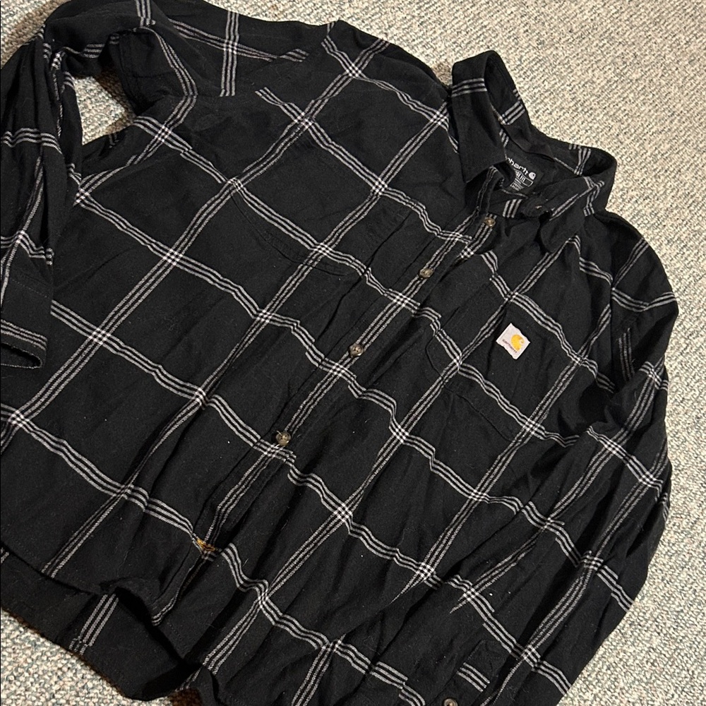 Black Plaid Button-Up Shirt